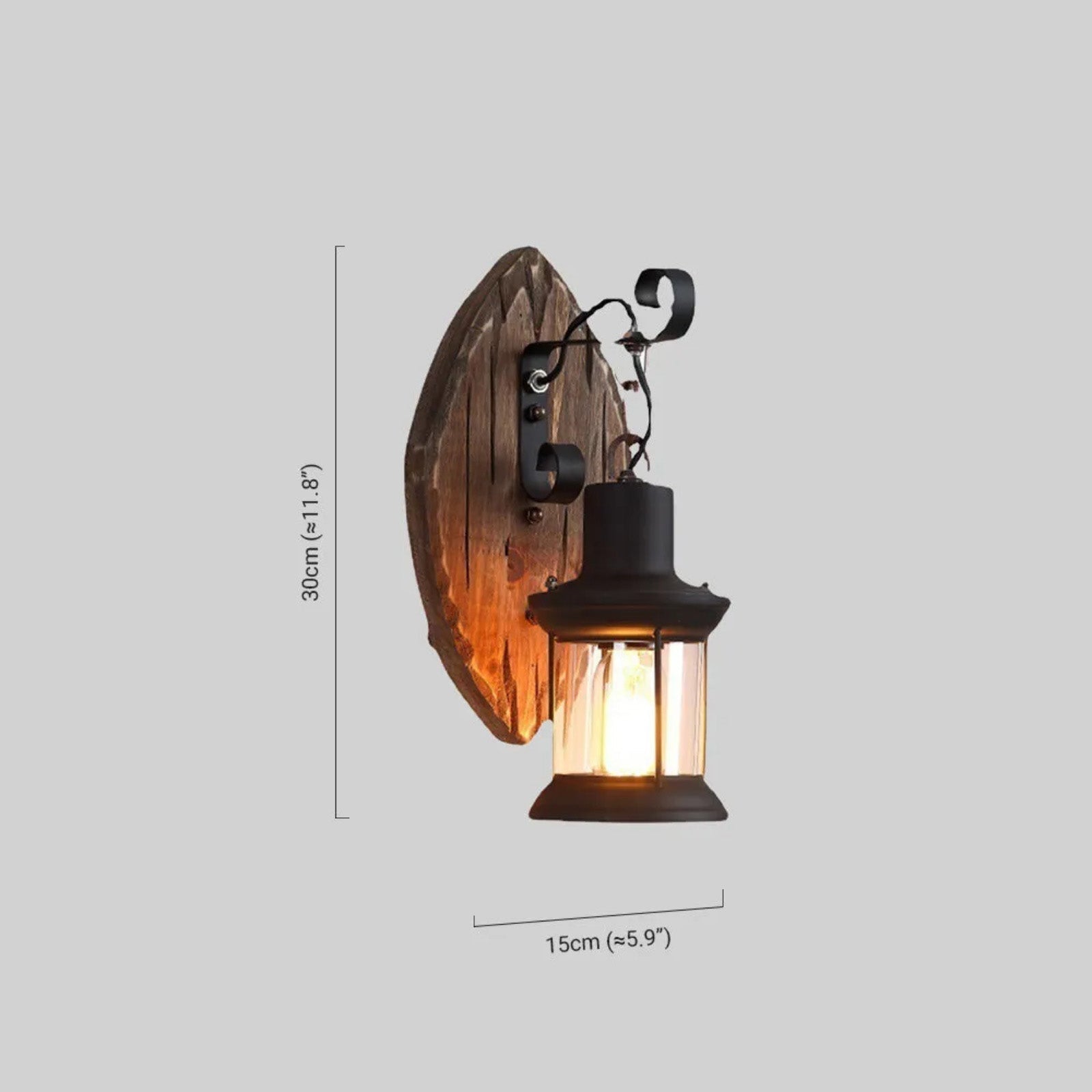 Lámpara de pared de metal negro industrial - Linterna para comedor - Flindria