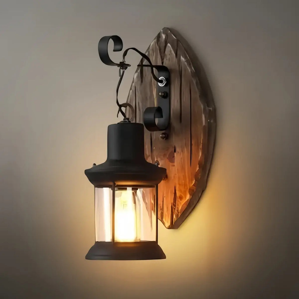 Lámpara de pared de metal negro industrial - Linterna para comedor - Flindria