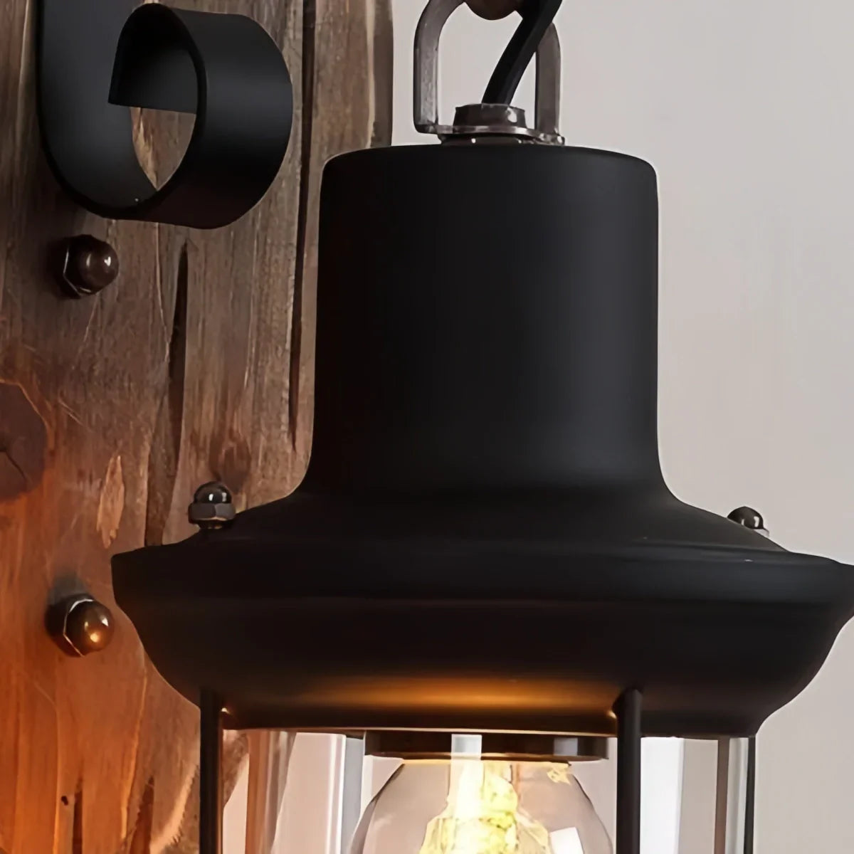 Lámpara de pared de metal negro industrial - Linterna para comedor - Flindria