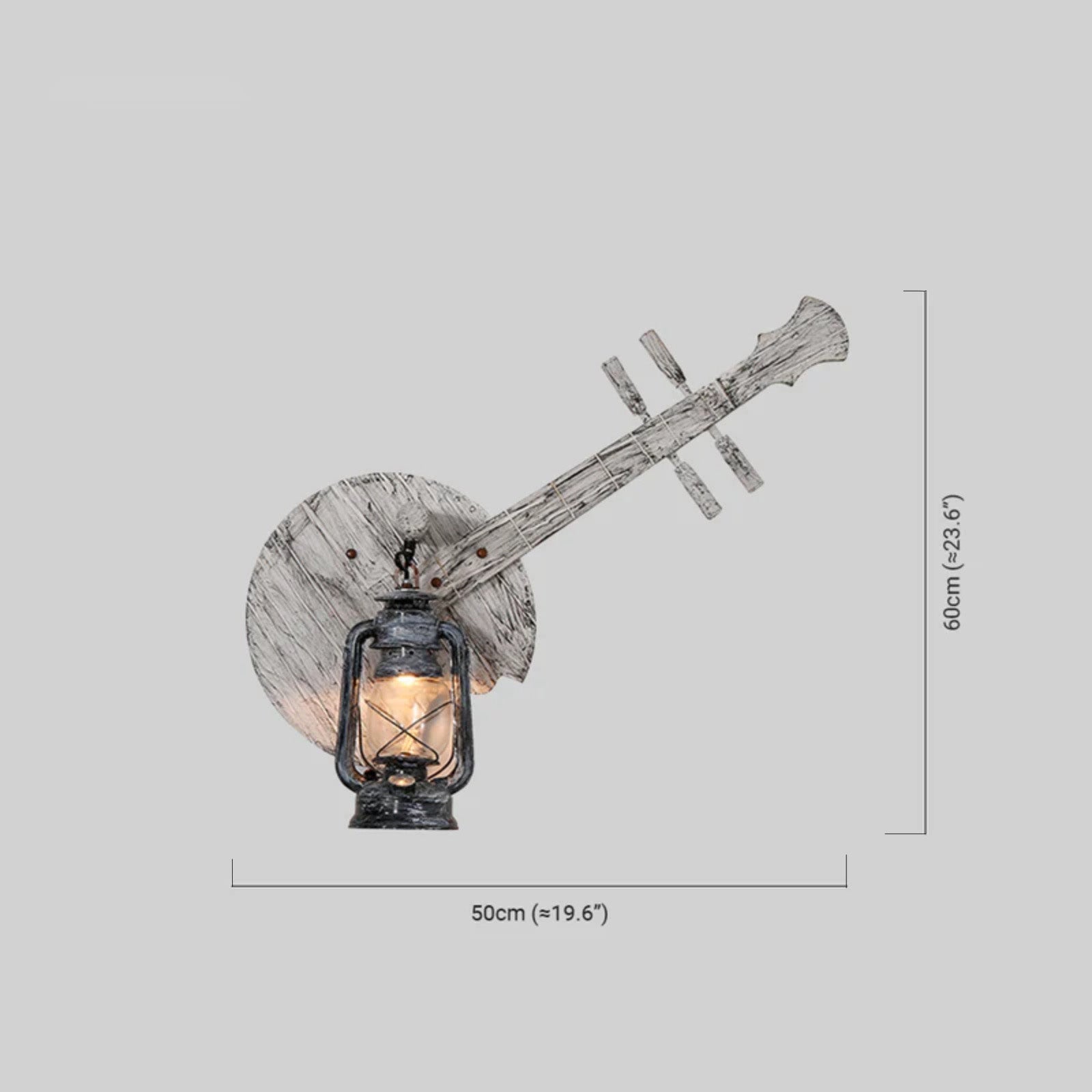 Vintage Lantern Wall Lamp — Black Metal & Wood Living Room - Flindria