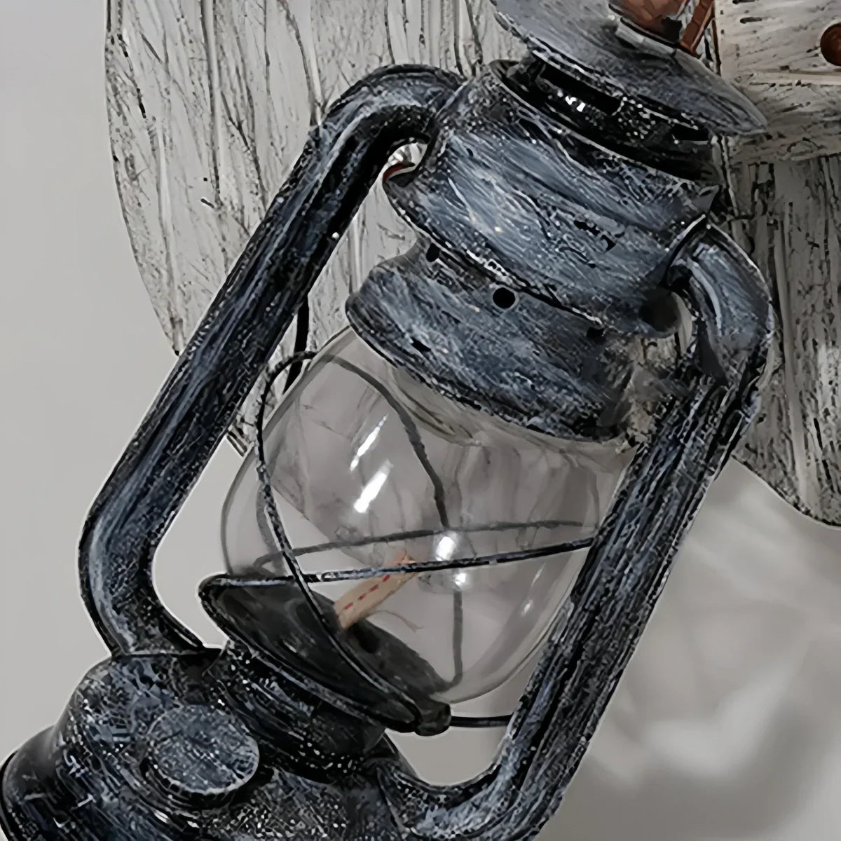Vintage Lantern Wall Lamp — Black Metal & Wood Living Room - Flindria