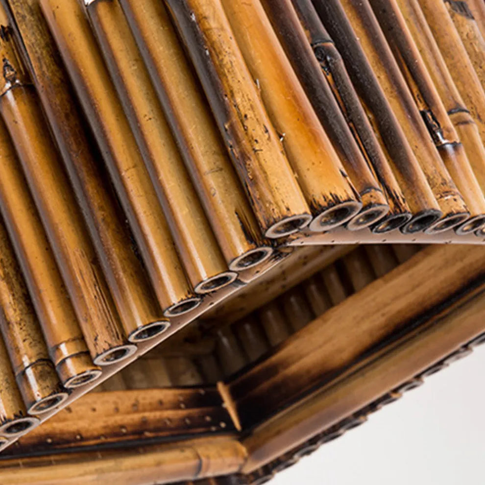 Lámpara colgante rectangular vintage – Diseño de madera y metal para comedor - Flindria