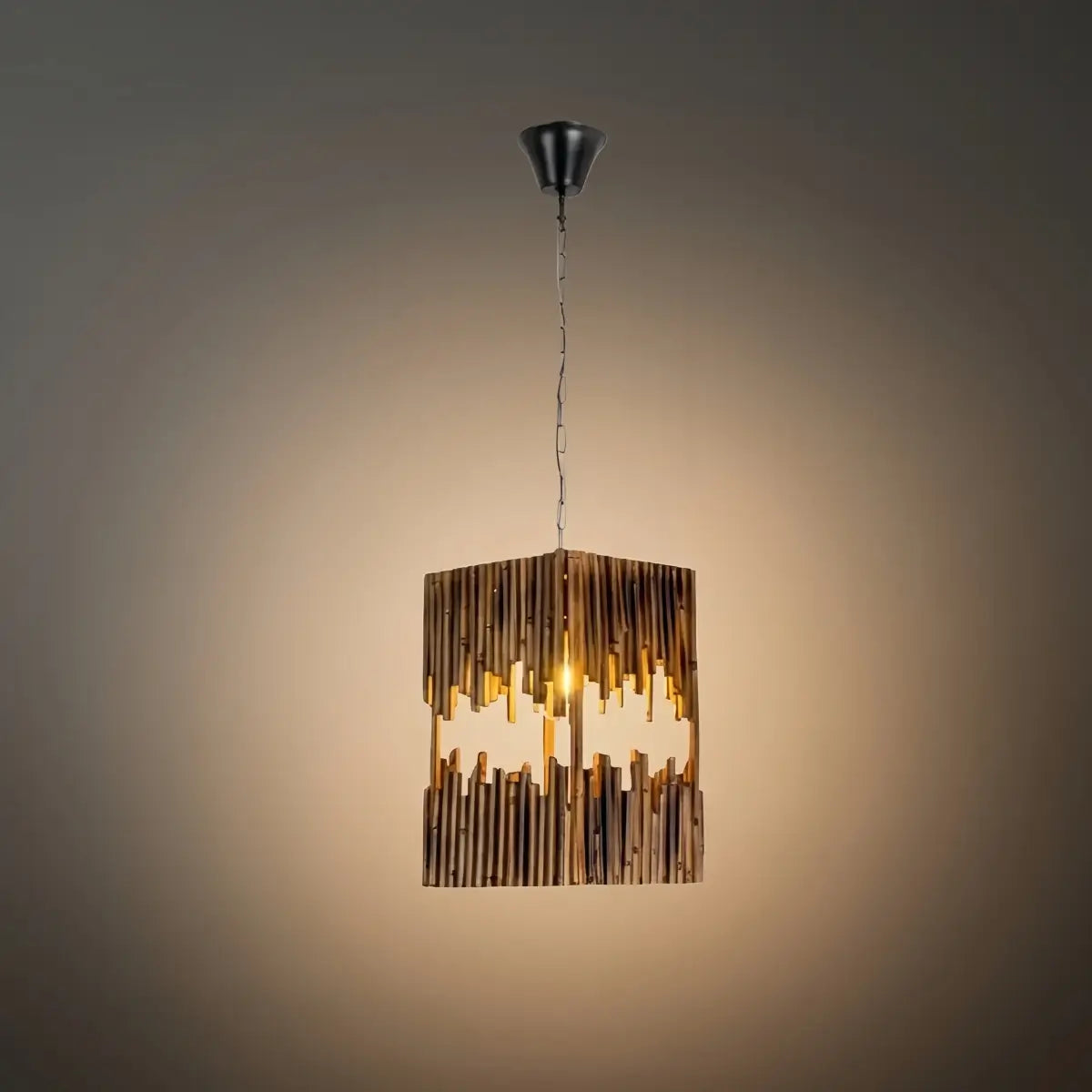 Vintage Rectangular Pendant Light – Wood & Metal Design for Dining Room - Flindria