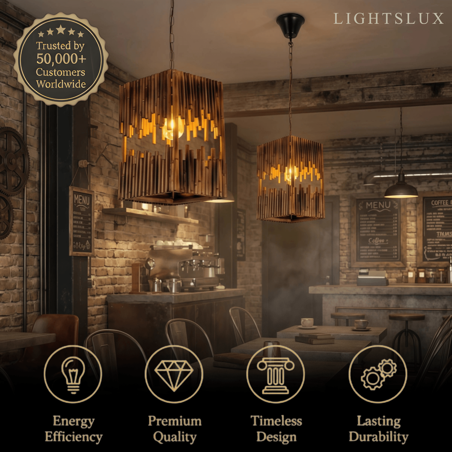 Vintage Rectangular Pendant Light – Wood & Metal Design for Dining Room - Flindria