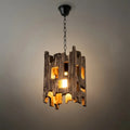 Rustic Wood Pendant Light - Rectangular Wood for Dining Room, Bedroom - Flindria
