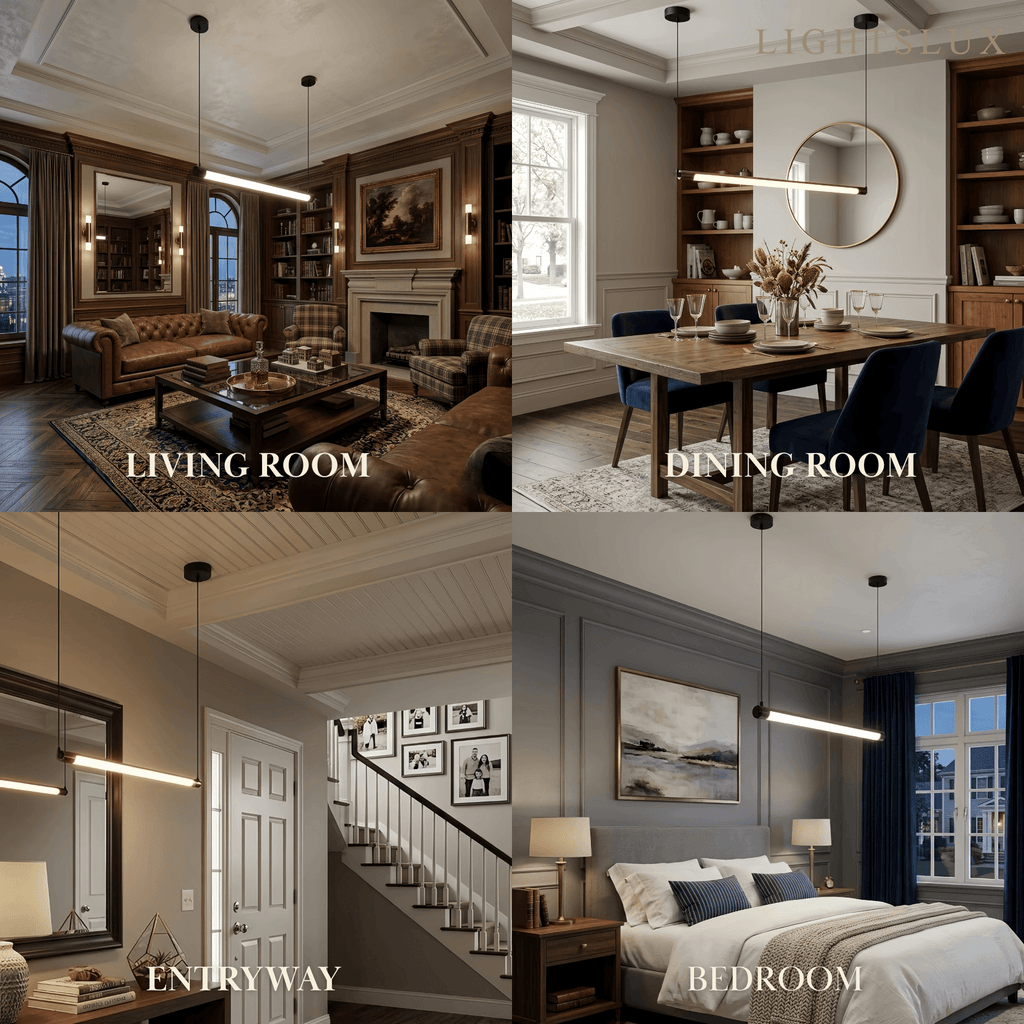 Minimalist Linear LED Pendant Light -  Dimmable Light Living & Dining Rooms - Flindria