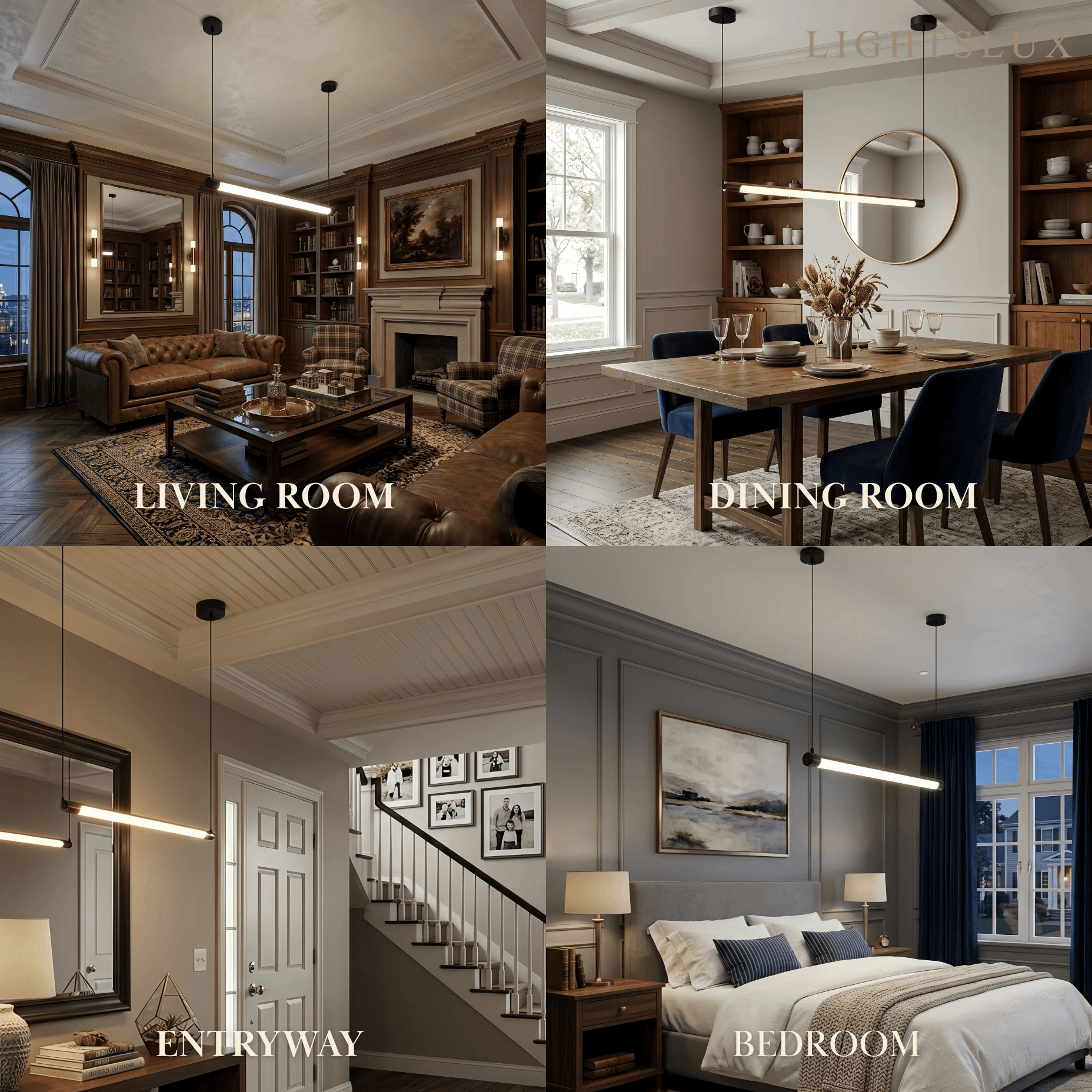 Minimalist Linear LED Pendant Light -  Dimmable Light Living & Dining Rooms - Flindria