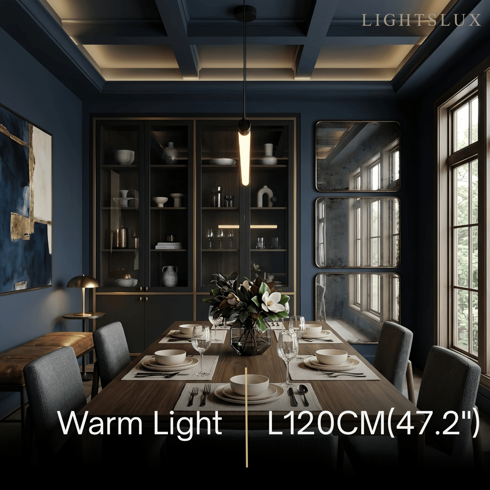 Minimalist Linear LED Pendant Light -  Dimmable Light Living & Dining Rooms - Flindria