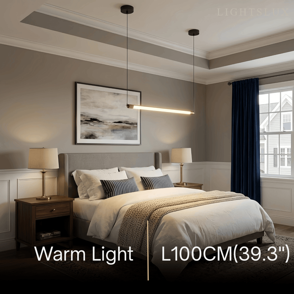 Minimalist Linear LED Pendant Light -  Dimmable Light Living & Dining Rooms - Flindria