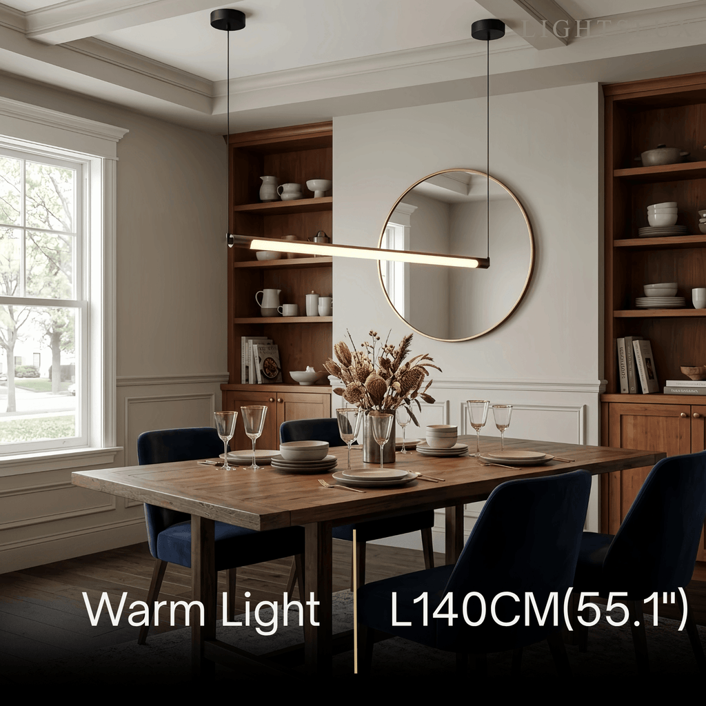 Minimalist Linear LED Pendant Light -  Dimmable Light Living & Dining Rooms - Flindria