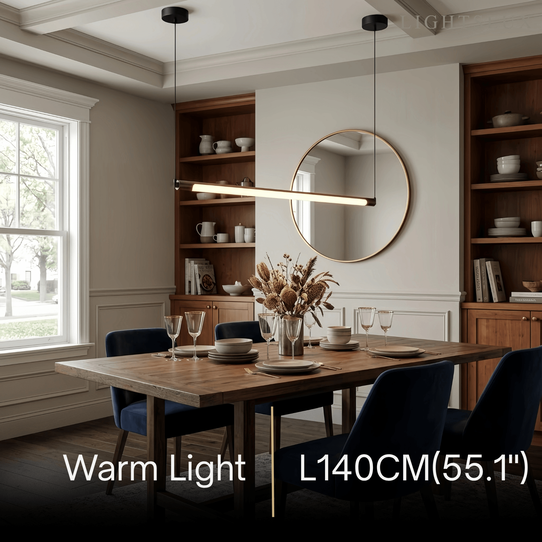 Minimalist Linear LED Pendant Light -  Dimmable Light Living & Dining Rooms - Flindria