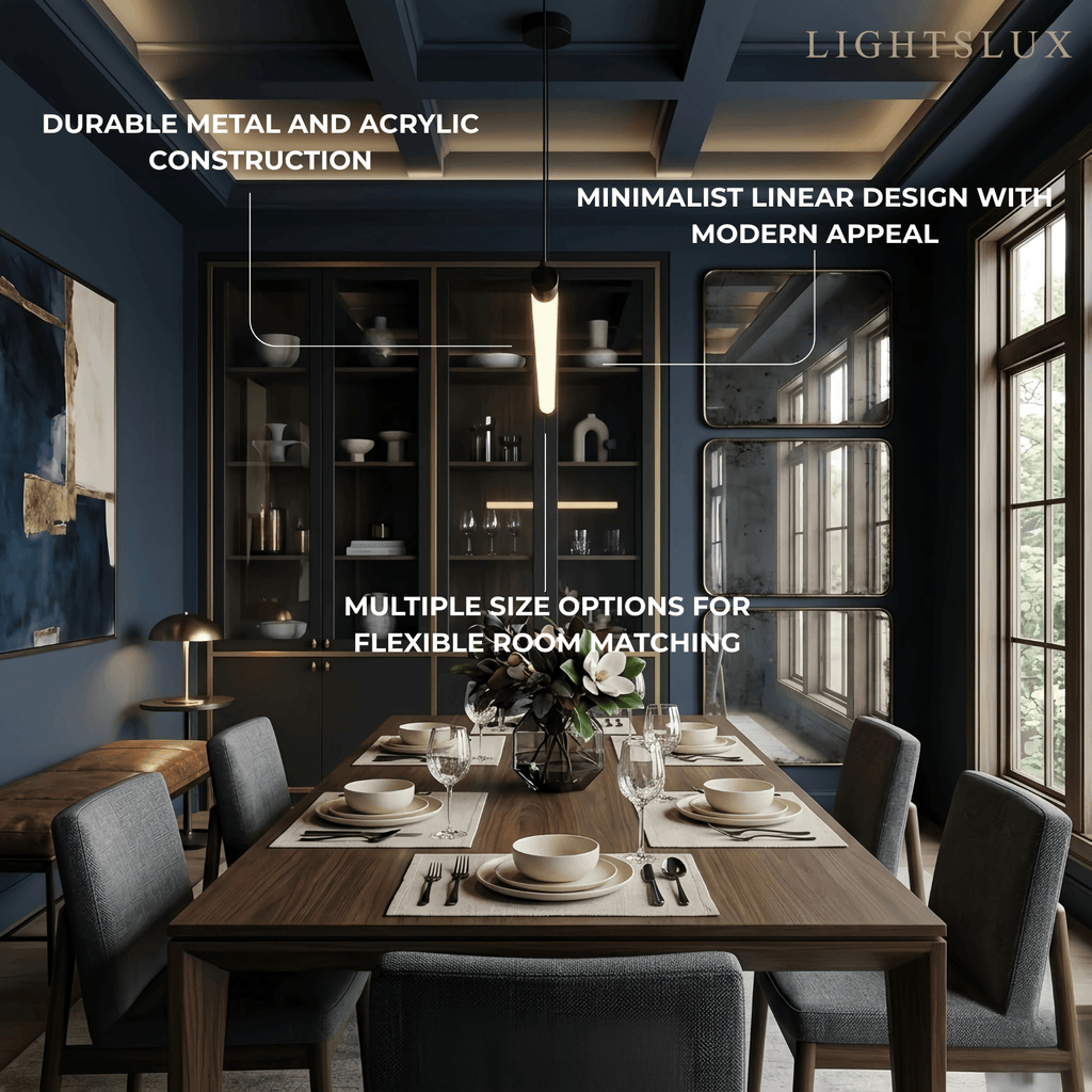 Minimalist Linear LED Pendant Light -  Dimmable Light Living & Dining Rooms - Flindria