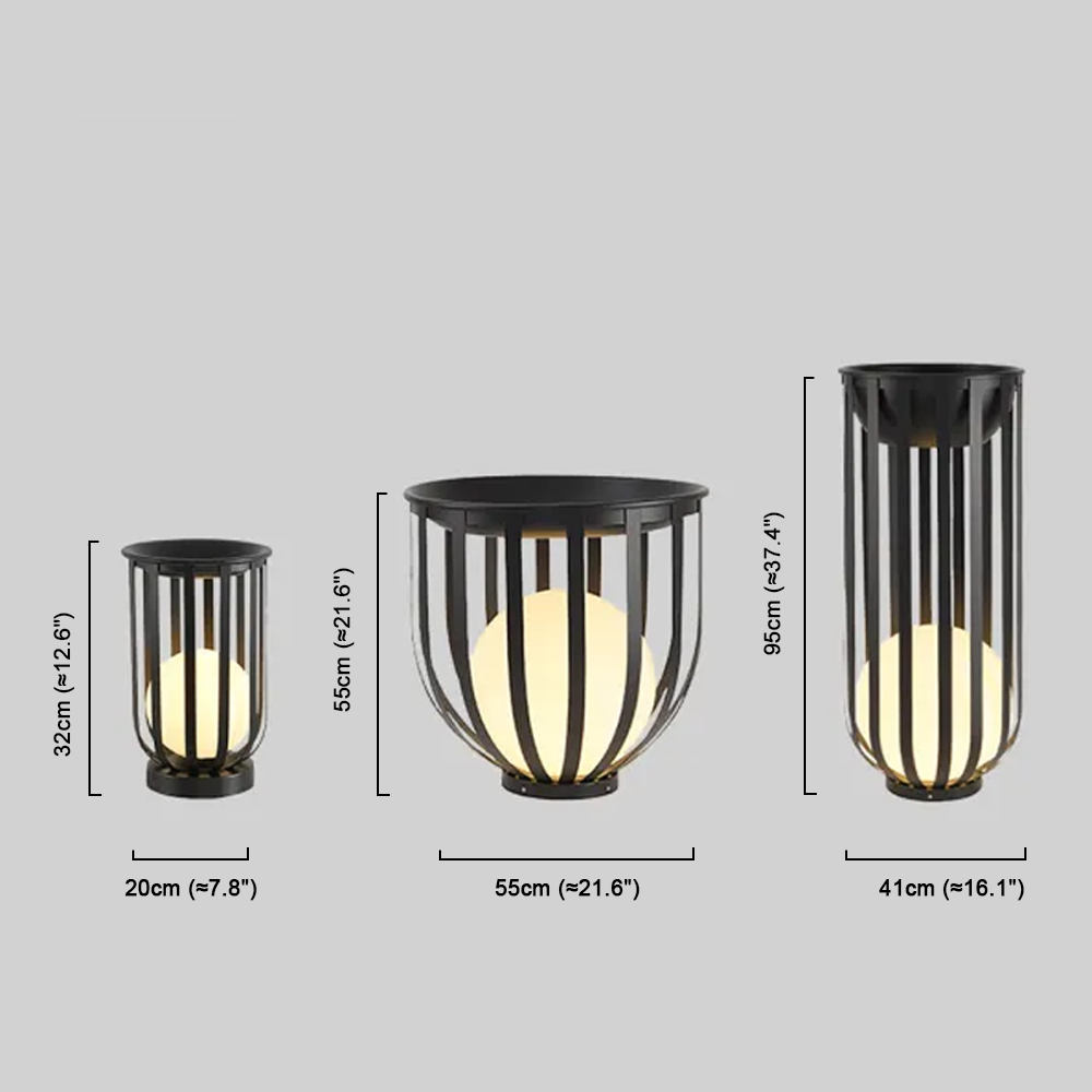 Modern Black Outdoor Floor Lamp – Metal Lantern Solar Light for Garden or Walkway - Flindria