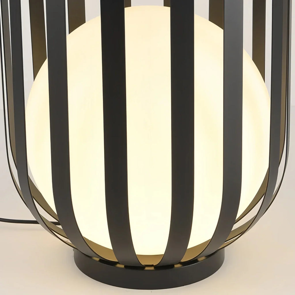 Modern Black Outdoor Floor Lamp – Metal Lantern Solar Light for Garden or Walkway - Flindria