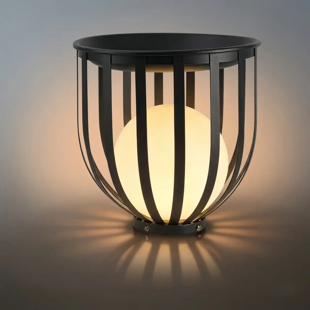 Modern Black Outdoor Floor Lamp – Metal Lantern Solar Light for Garden or Walkway - Flindria