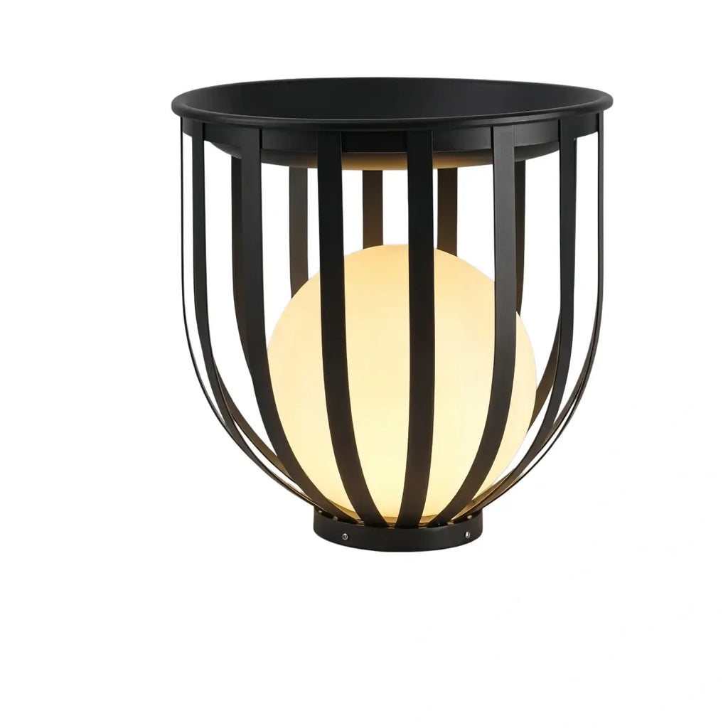 Modern Black Outdoor Floor Lamp – Metal Lantern Solar Light for Garden or Walkway - Flindria