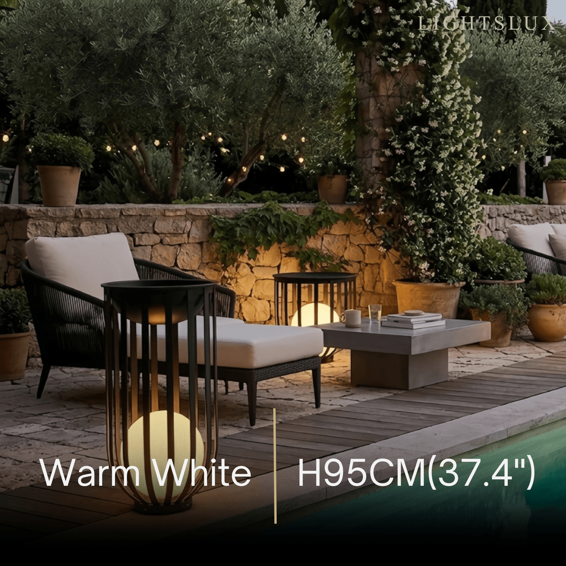 Modern Black Outdoor Floor Lamp – Metal Lantern Solar Light for Garden or Walkway - Flindria