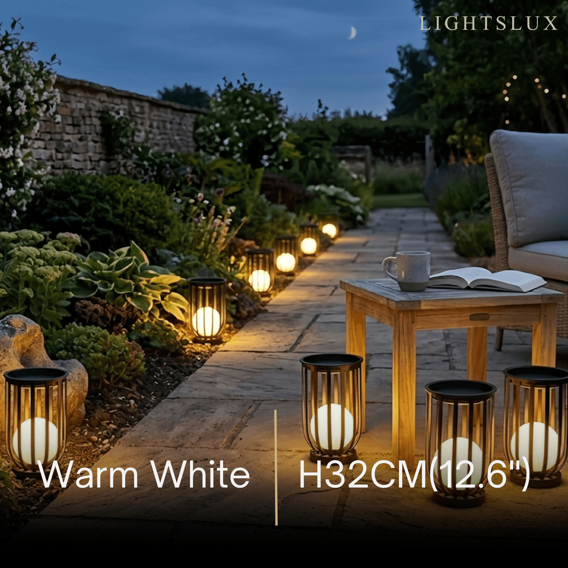 Modern Black Outdoor Floor Lamp – Metal Lantern Solar Light for Garden or Walkway - Flindria