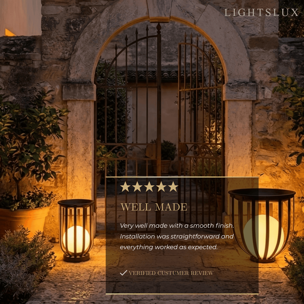 Modern Black Outdoor Floor Lamp – Metal Lantern Solar Light for Garden or Walkway - Flindria