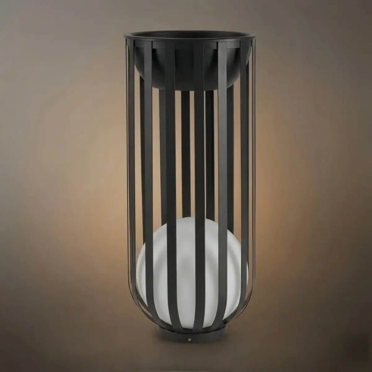Modern Black Outdoor Floor Lamp – Metal Lantern Solar Light for Garden or Walkway - Flindria