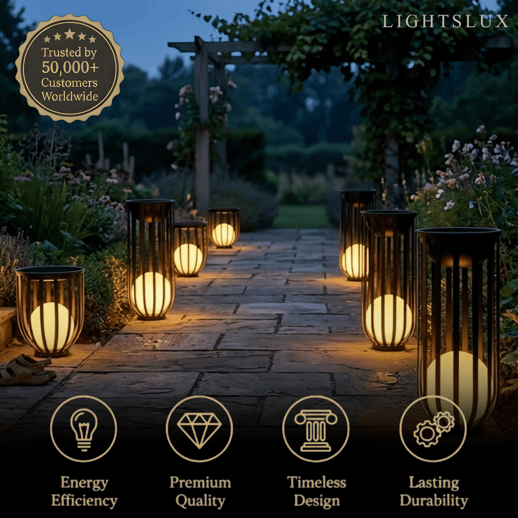 Modern Black Outdoor Floor Lamp – Metal Lantern Solar Light for Garden or Walkway - Flindria