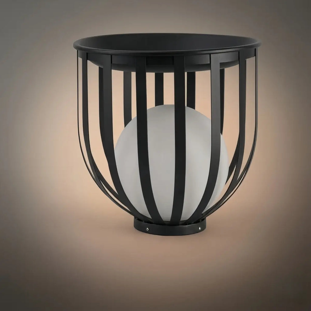 Modern Black Outdoor Floor Lamp – Metal Lantern Solar Light for Garden or Walkway - Flindria