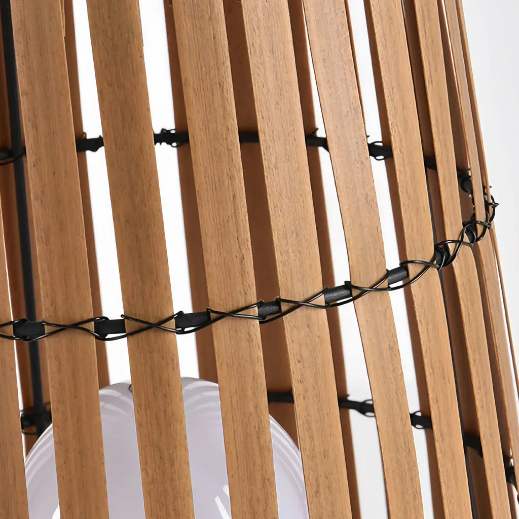 Moderne Houten Padlamp - Bruin/Grijs Zonne-energie Licht voor Buiten Tuin - Flindria
