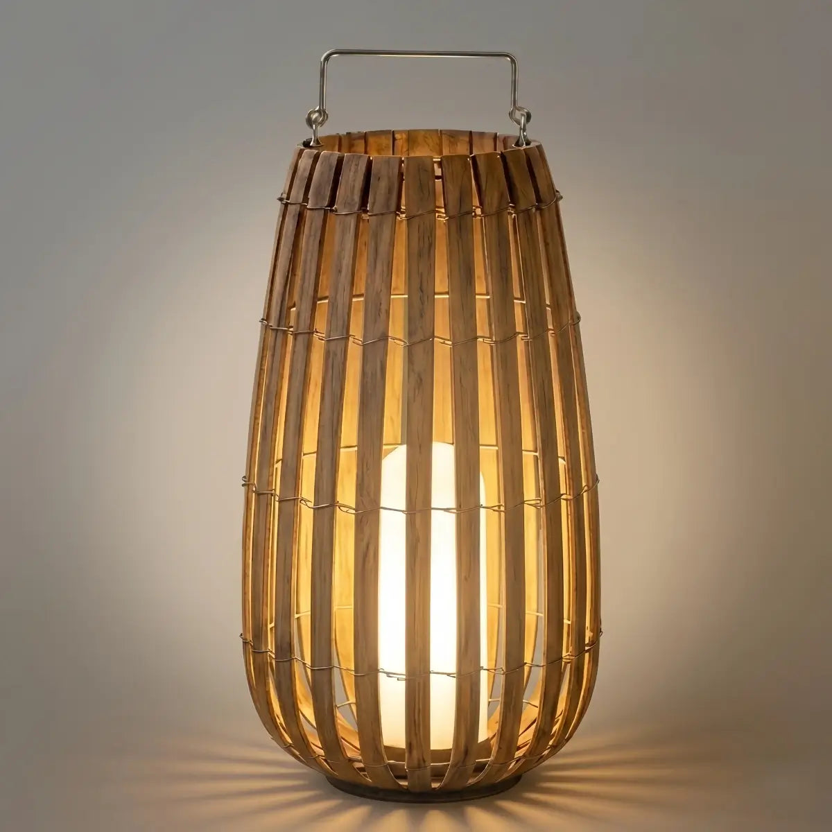 Moderne Houten Padlamp - Bruin/Grijs Zonne-energie Licht voor Buiten Tuin - Flindria