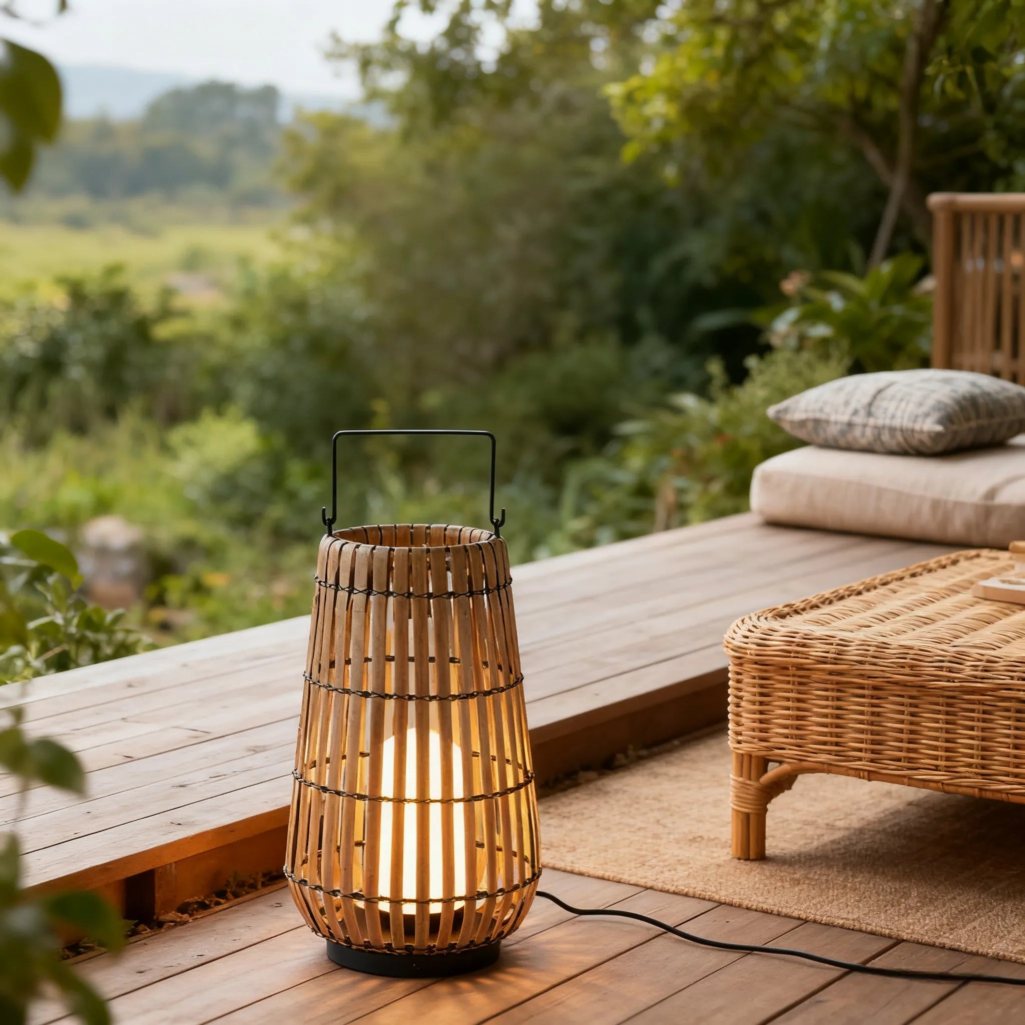 Moderne Houten Padlamp - Bruin/Grijs Zonne-energie Licht voor Buiten Tuin - Flindria