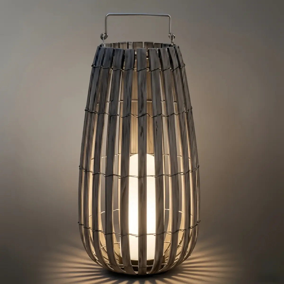 Moderne Houten Padlamp - Bruin/Grijs Zonne-energie Licht voor Buiten Tuin - Flindria