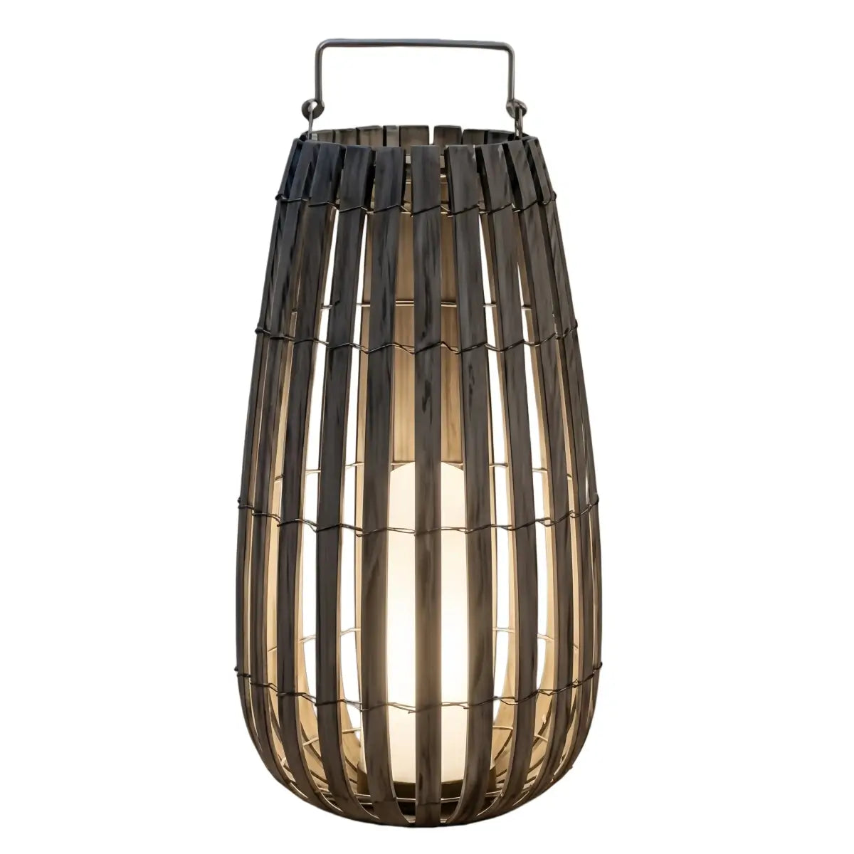 Moderne Houten Padlamp - Bruin/Grijs Zonne-energie Licht voor Buiten Tuin - Flindria