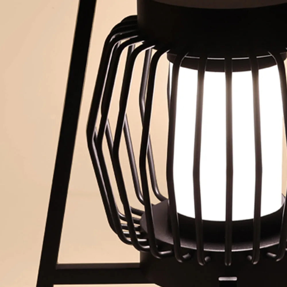 Lampadaire solaire industriel pour extérieur – Design cylindrique en métal noir pour jardin - Flindria