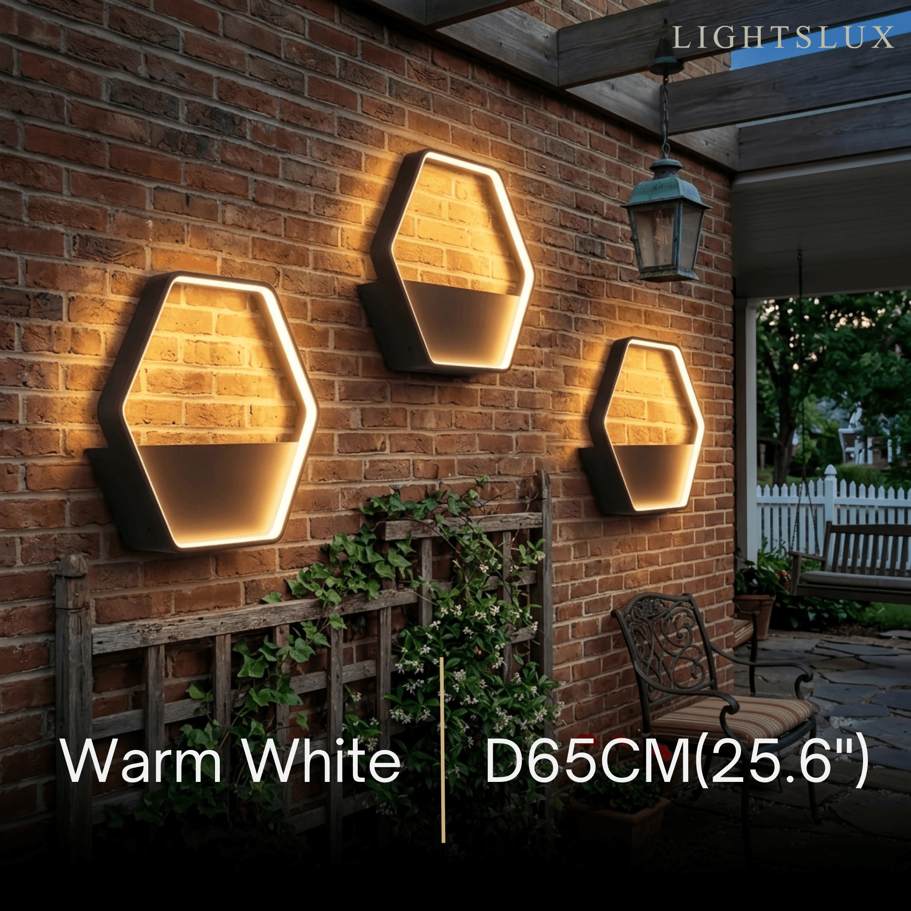 Aplique de pared exterior Art Deco - Diseño hexagonal de metal negro para patio - Flindria