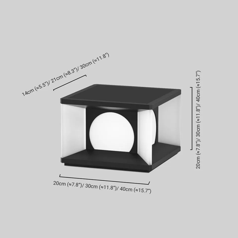 Lámpara rectangular moderna para pilar - Metal negro para patio - Flindria
