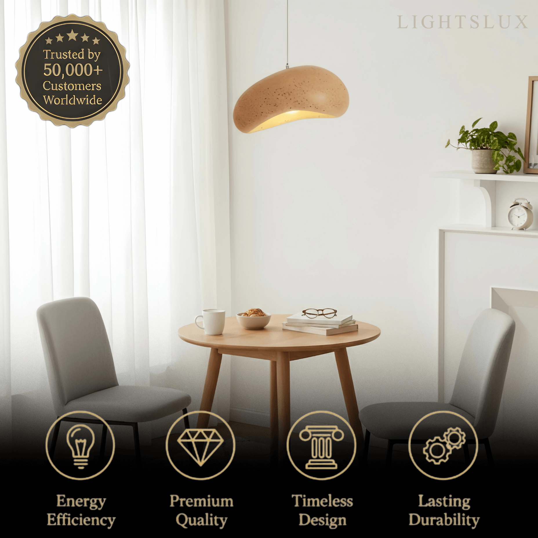 Modern Bread-Shaped Pendant Light – Resin/Acrylic in 4 Colors for Dining Room - Flindria
