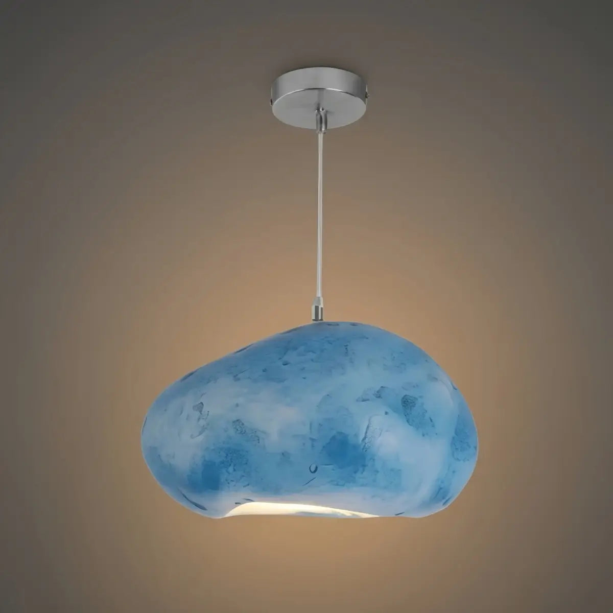 Art Deco Blue Pendant Light – Resin Bread-Shaped Design for Dining Room - Flindria