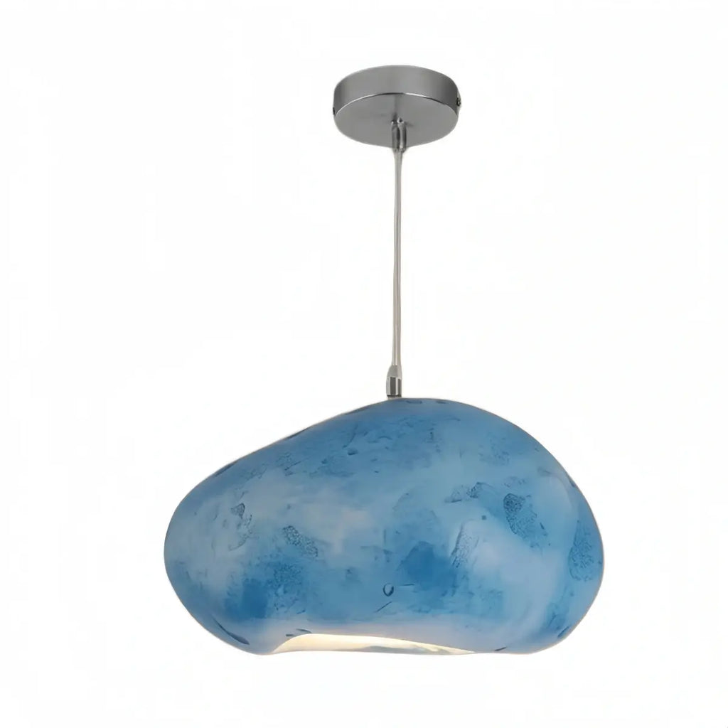 Art Deco Blue Pendant Light – Resin Bread-Shaped Design for Dining Room - Flindria