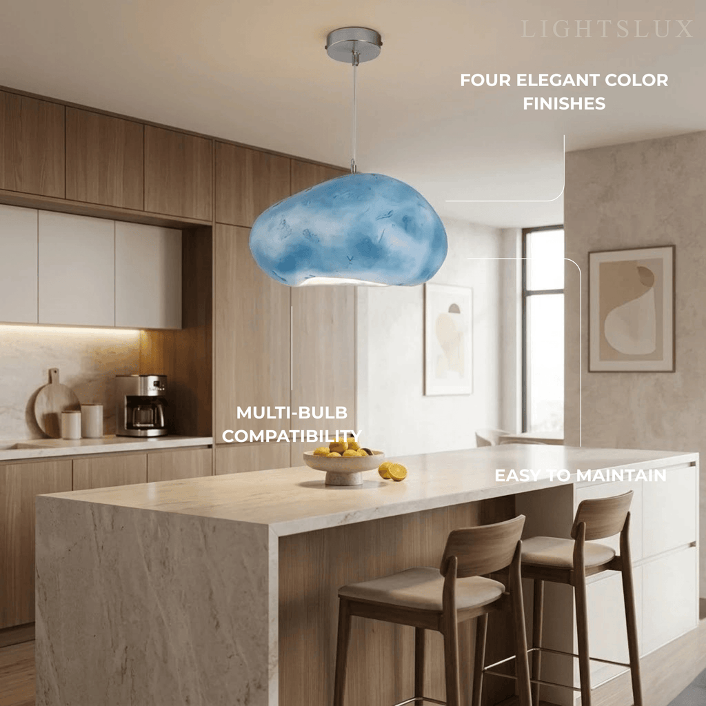 Art Deco Blue Pendant Light – Resin Bread-Shaped Design for Dining Room - Flindria
