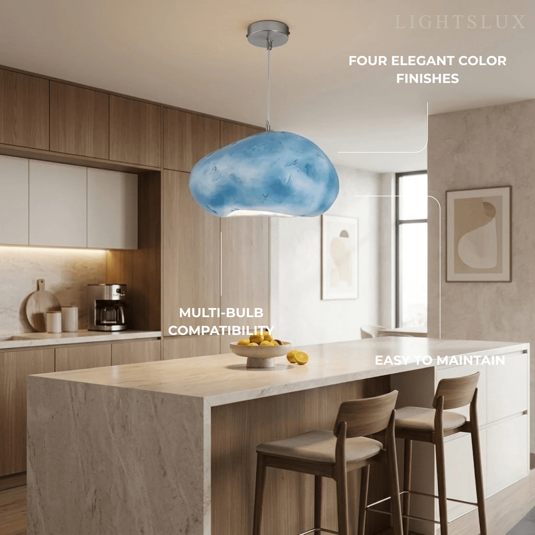Art Deco Blue Pendant Light – Resin Bread-Shaped Design for Dining Room - Flindria