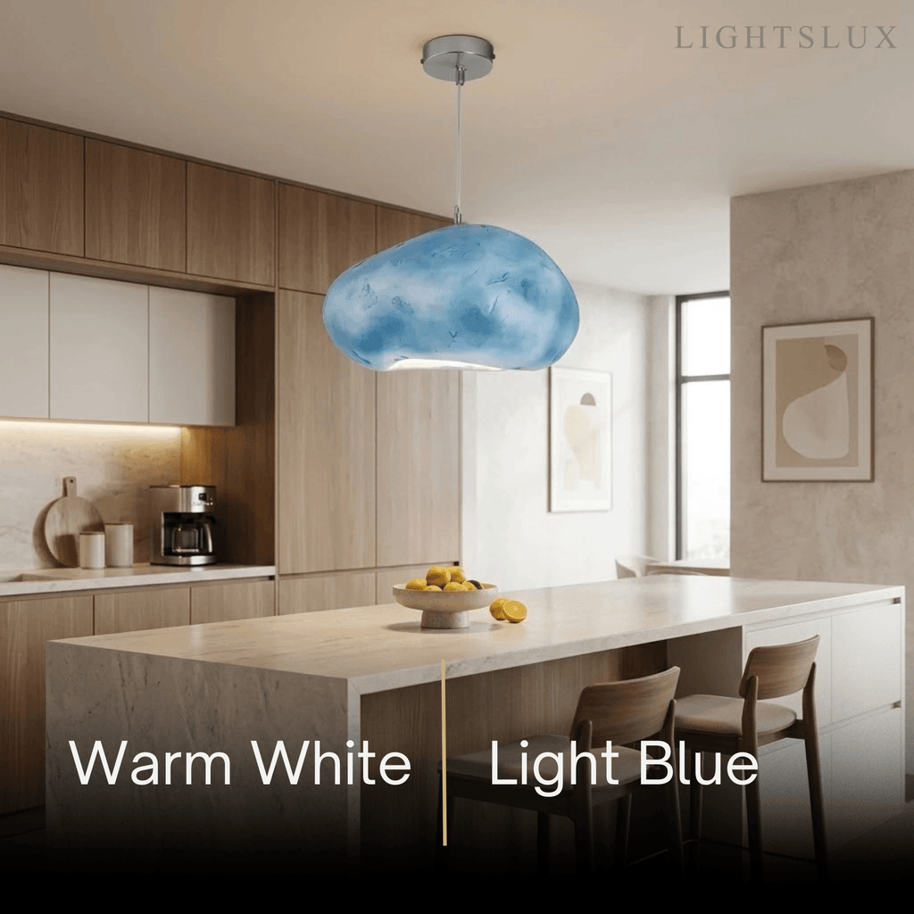 Art Deco Blue Pendant Light – Resin Bread-Shaped Design for Dining Room - Flindria