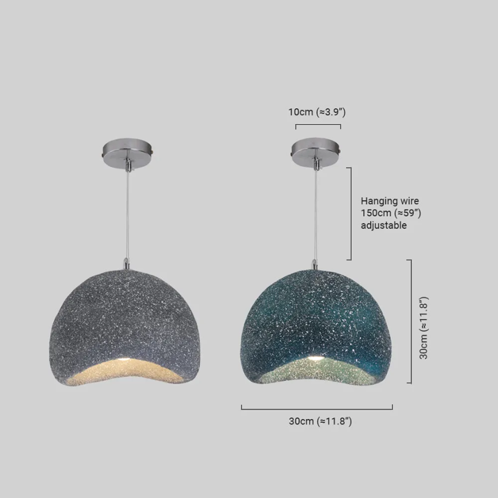 Art Deco Hanglamp – Blauw/Grijs Hars Broodvormig Ontwerp voor Eetkamer - Flindria