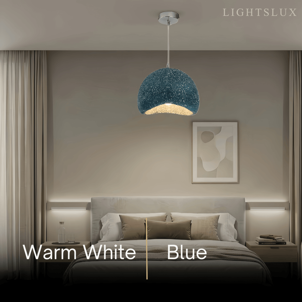 Art Deco Hanglamp – Blauw/Grijs Hars Broodvormig Ontwerp voor Eetkamer - Flindria