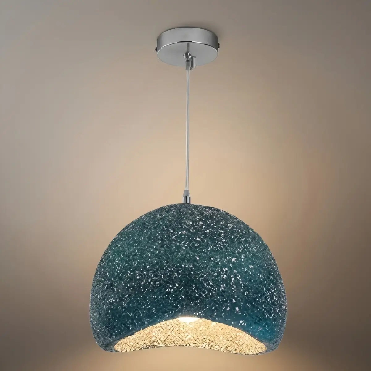 Art Deco Pendant Light – Blue/Gray Resin Bread-Shaped Design for Dining Room - Flindria