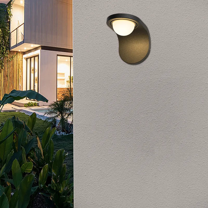Applique murale solaire moderne avec capteur - Design arc en métal noir pour jardin - Flindria