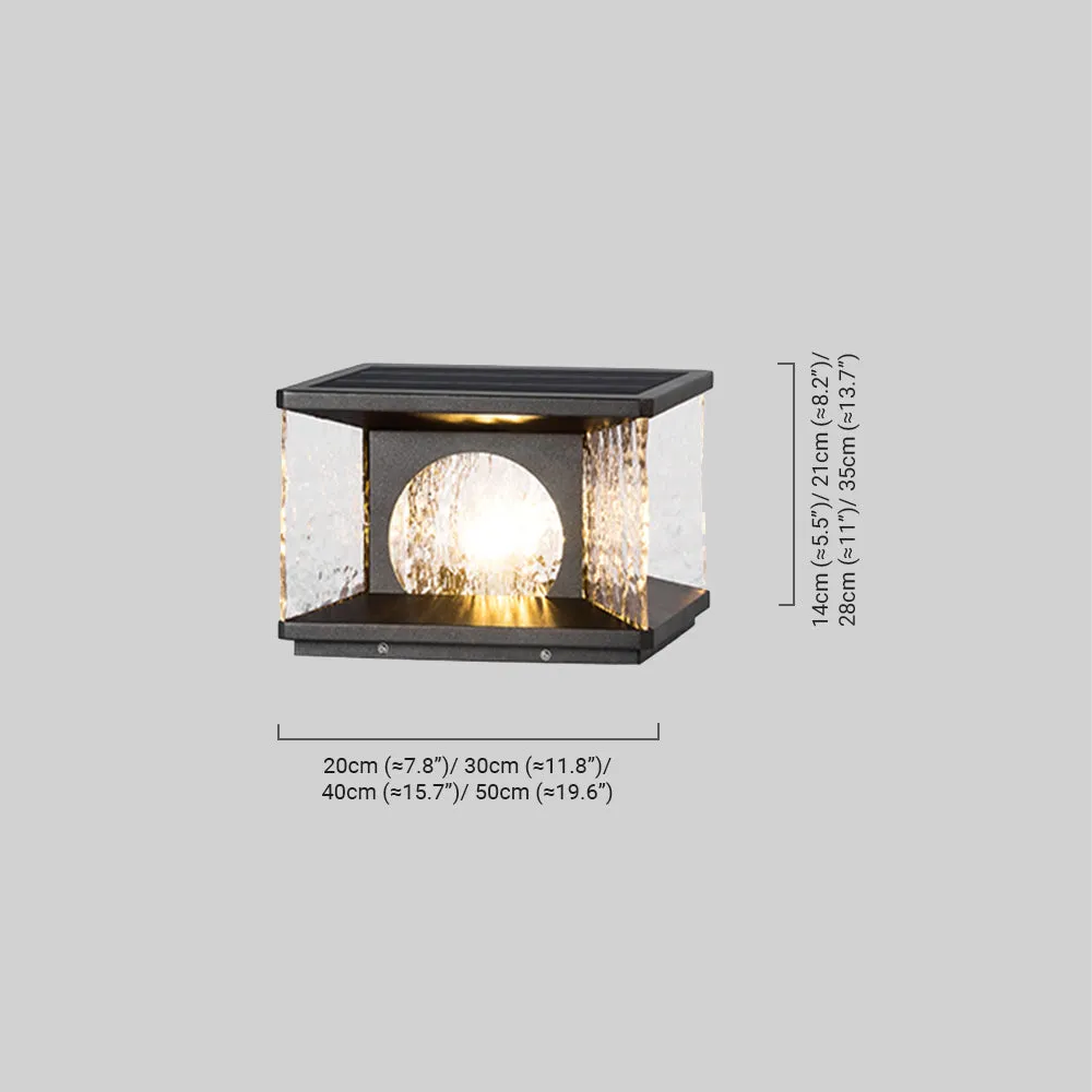 Art Deco Square Pillar Light – Black Metal for Outdoor Garden - Flindria