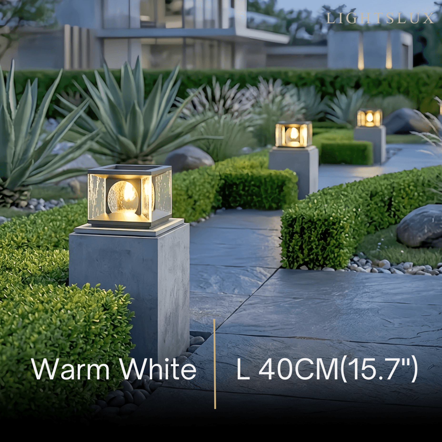 Art Deco Square Pillar Light – Black Metal for Outdoor Garden - Flindria