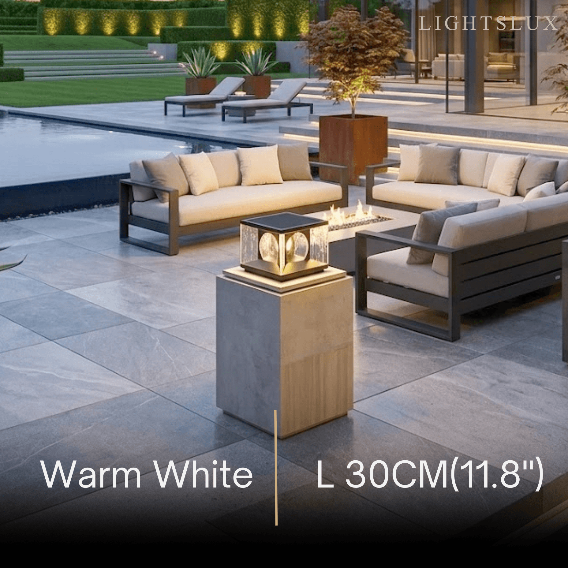 Art Deco Square Pillar Light – Black Metal for Outdoor Garden - Flindria
