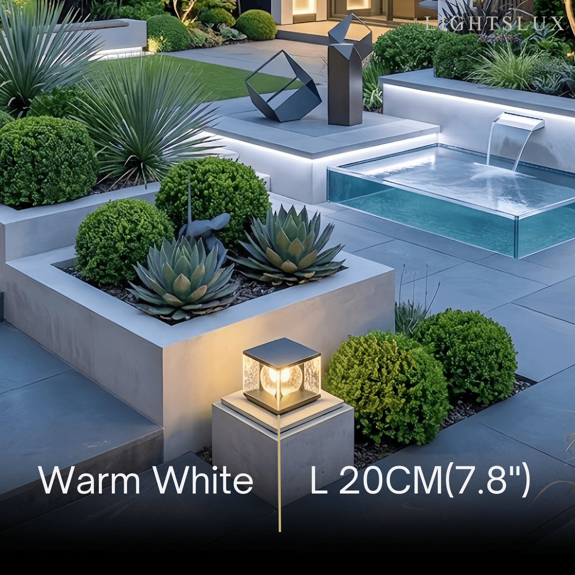 Art Deco Square Pillar Light – Black Metal for Outdoor Garden - Flindria