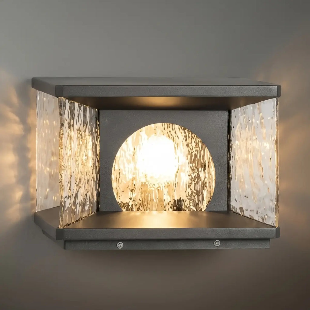 Art Deco Square Pillar Light – Black Metal for Outdoor Garden - Flindria