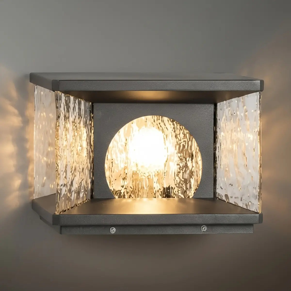 Art Deco Square Pillar Light – Black Metal for Outdoor Garden - Flindria